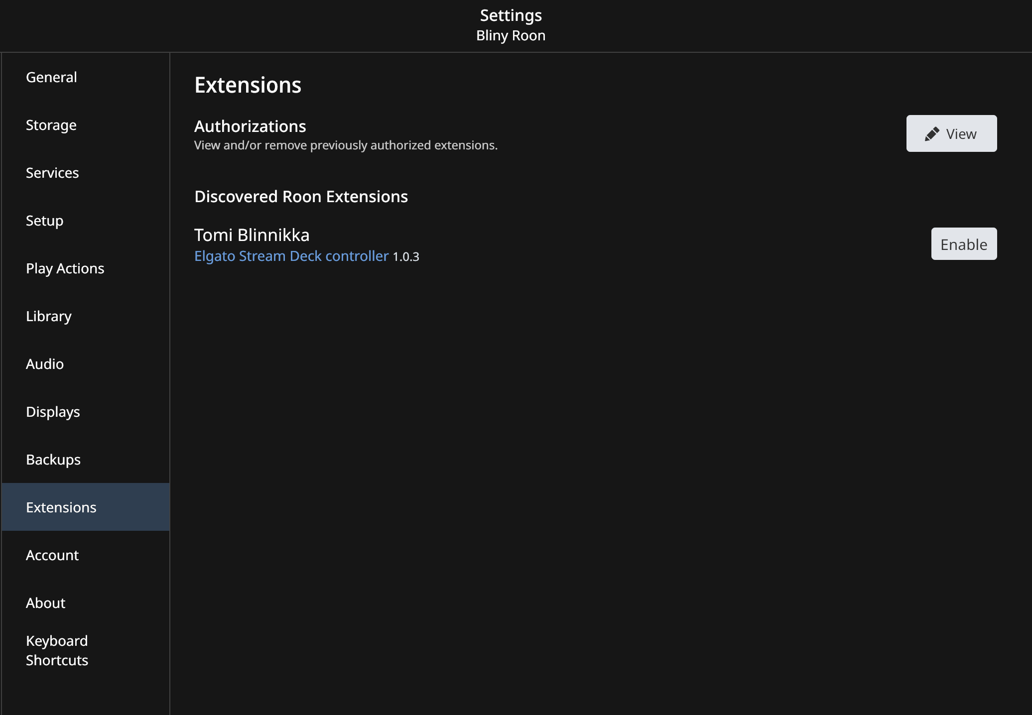 Enable Roon extension